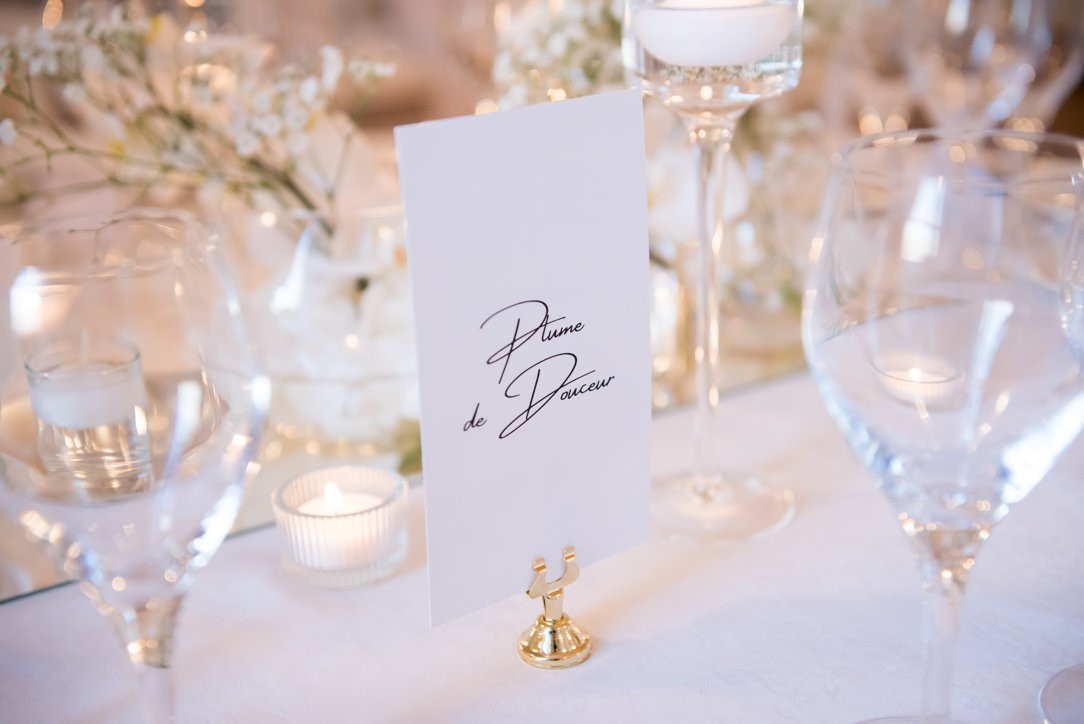 Nom table mariage chic or